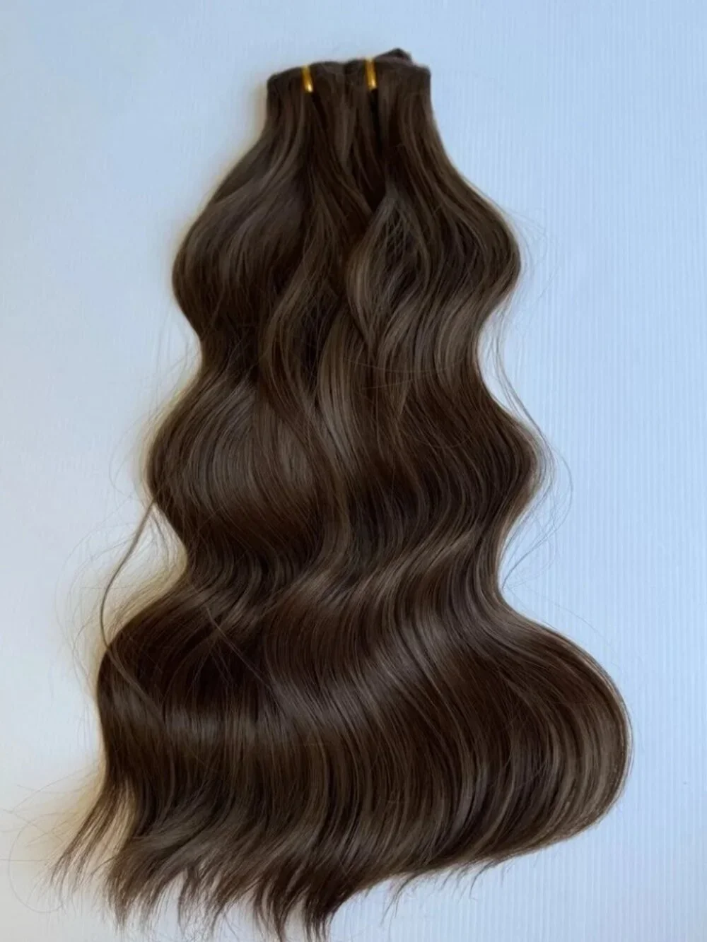 Human hair blend Chestnut Brown Clip in Hair Extensions